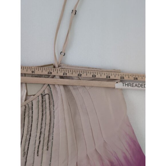 Fumblin Foe Tank Top Women S Pink Ombre Silk Chain Embelished Whimsical Festival - Picture 9 of 10